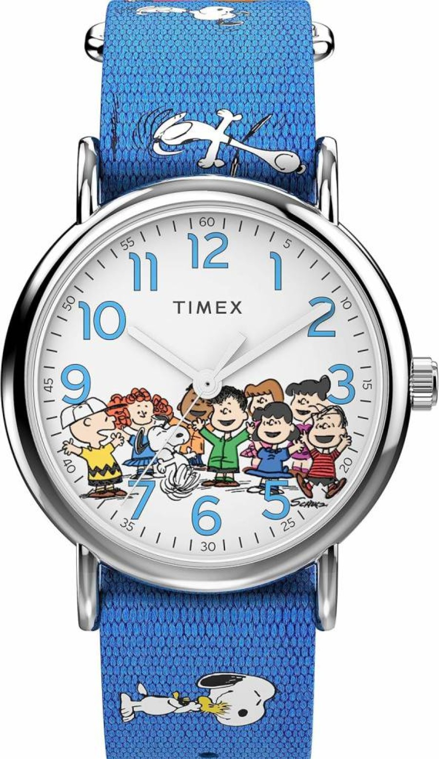 Timex Women's Weekender 38mm Blue Fabric Strap White Dial Silver-Tone Case Watch