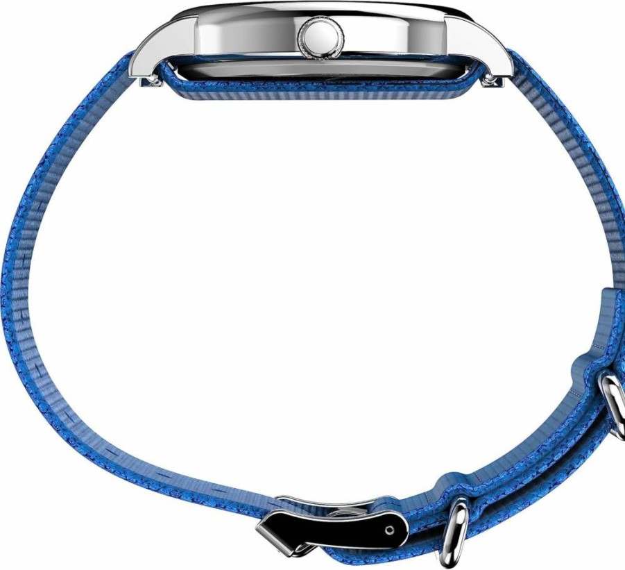 Timex Women's Weekender 38mm Blue Fabric Strap White Dial Silver-Tone Case Watch