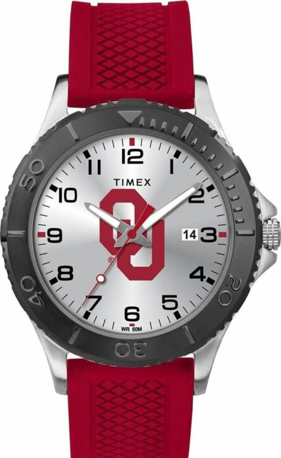 Timex Tribute Men's 42mm Oklahoma Sooners Collegiate Watch with Red Silicone Strap