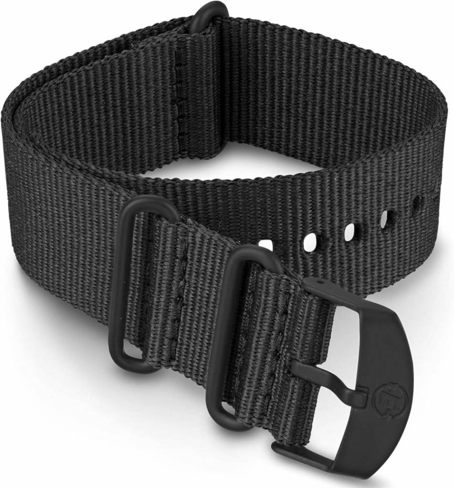 Timex 22mm Black Fabric Double-Layer Slip-Thru Watch Strap with Black Buckle