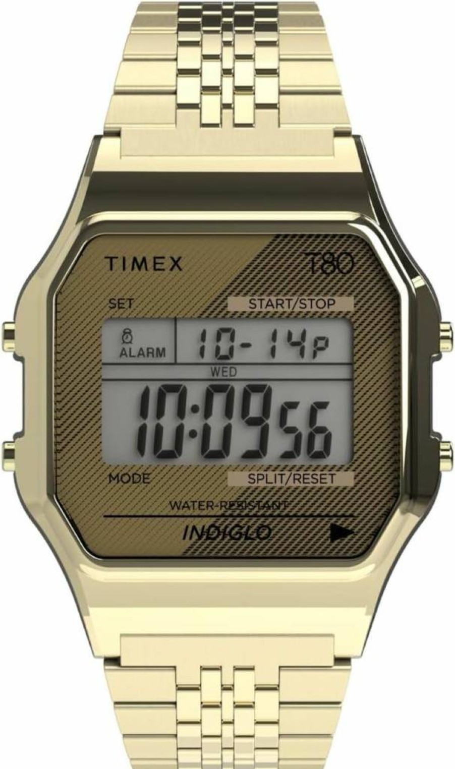 Timex T80 34mm Digital Watch with Stainless Steel Band for Men and Women
