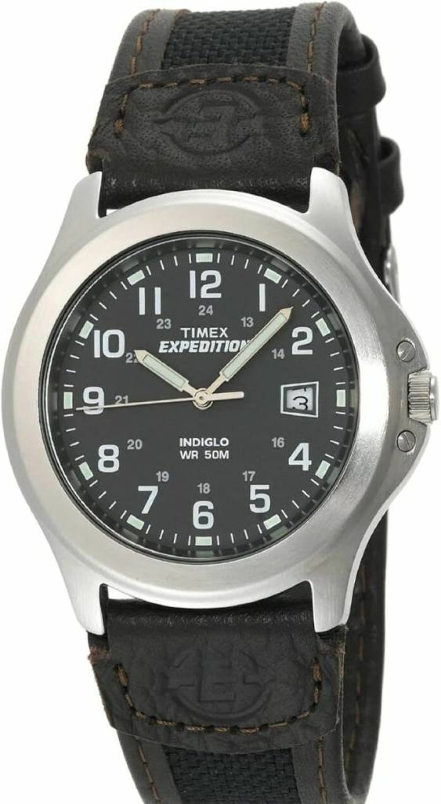 Timex Expedition 39mm Men's Analog Watch with Brown Leather Strap, Indiglo Backlight, Luminous Hands, 24-Hour Time, Date Function, 50M Water Resistance - Rugged Outdoor Watch