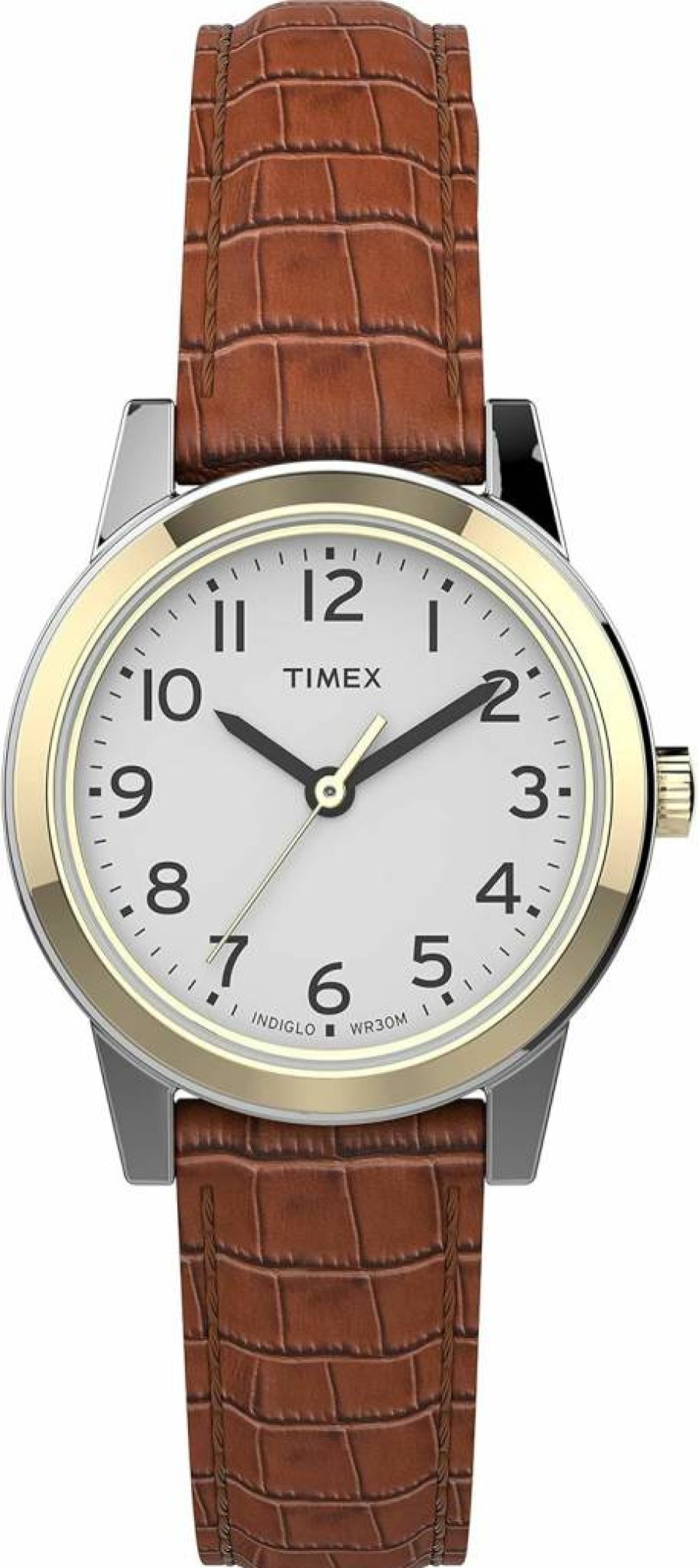 Timex Women's Essex Ave 25mm Leather Strap Analog Dress Watch - Classic Silver-Tone Case & White Dial