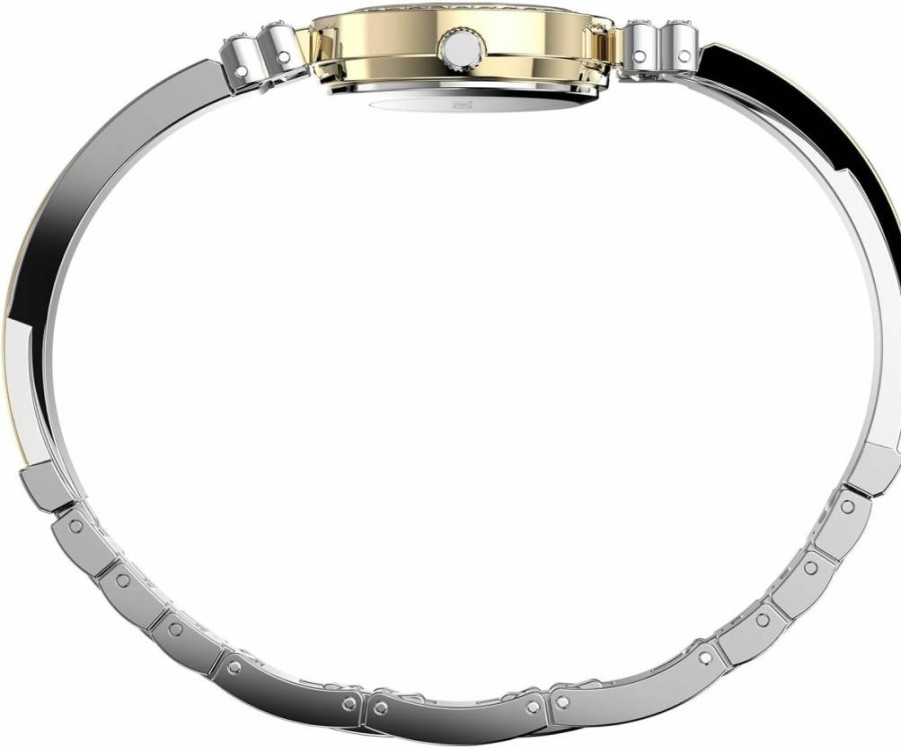 Timex Women's Two-Tone Dress Watch with Mother of Pearl Dial & Self-Adjusting Bracelet