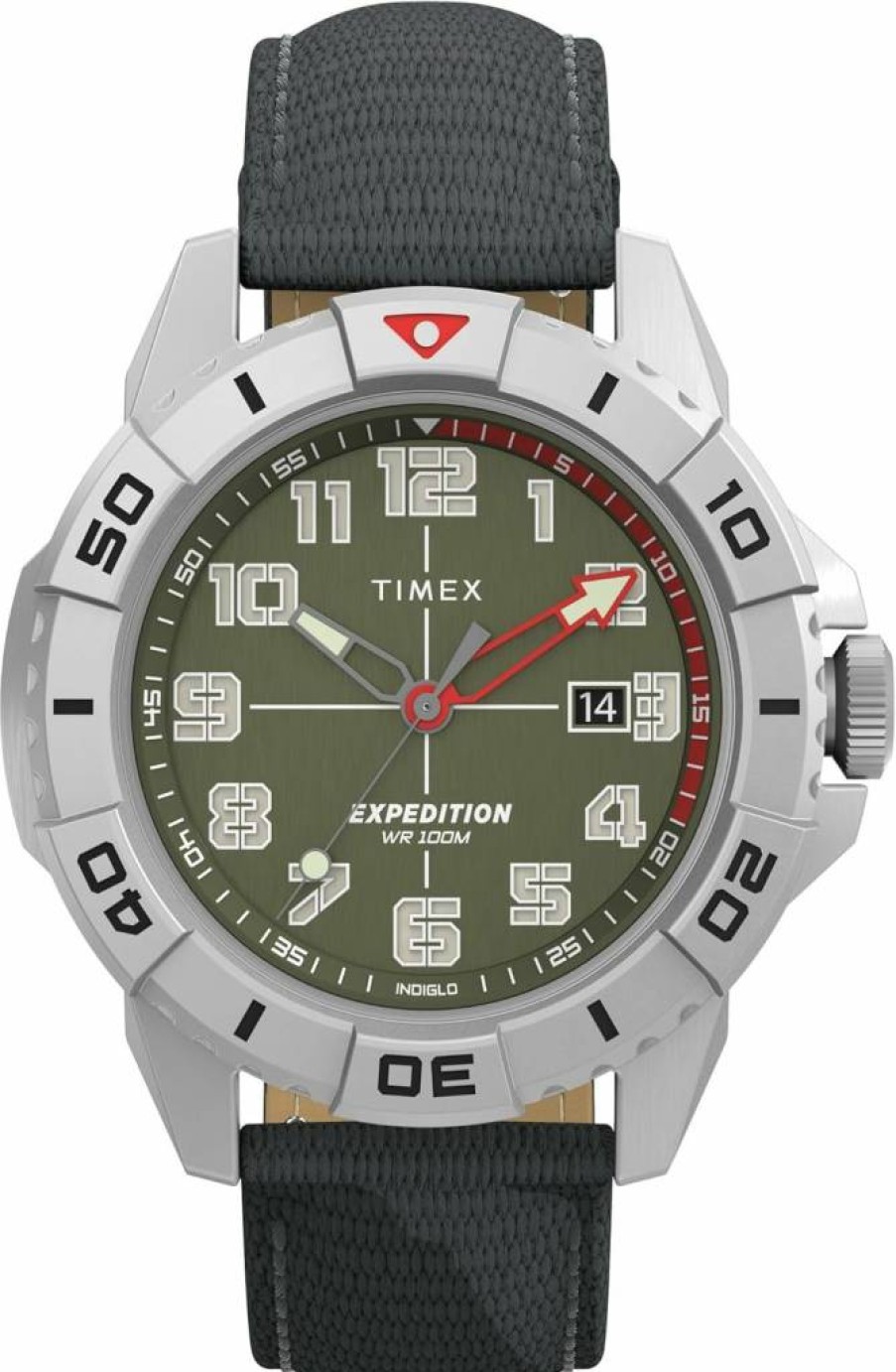 Timex Men's Expedition North Ridge 42mm Green Dial Black Strap Silver-Tone Case Watch