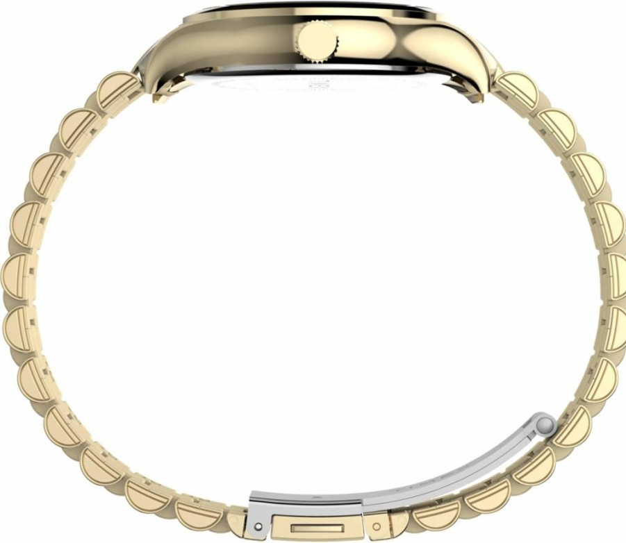 Timex Women's Waterbury Traditional 34mm Gold-Tone Watch with Blue Dial and Bracelet