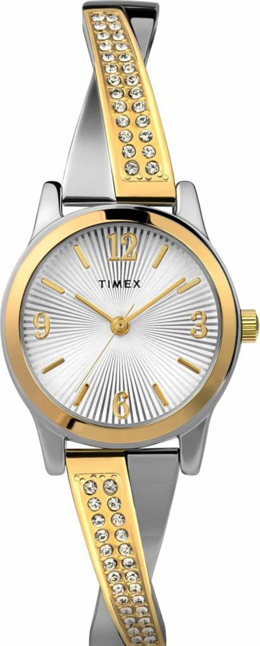 Timex Women's Main Street 25mm Stainless Steel Semi-Bangle Watch with Leather Strap
