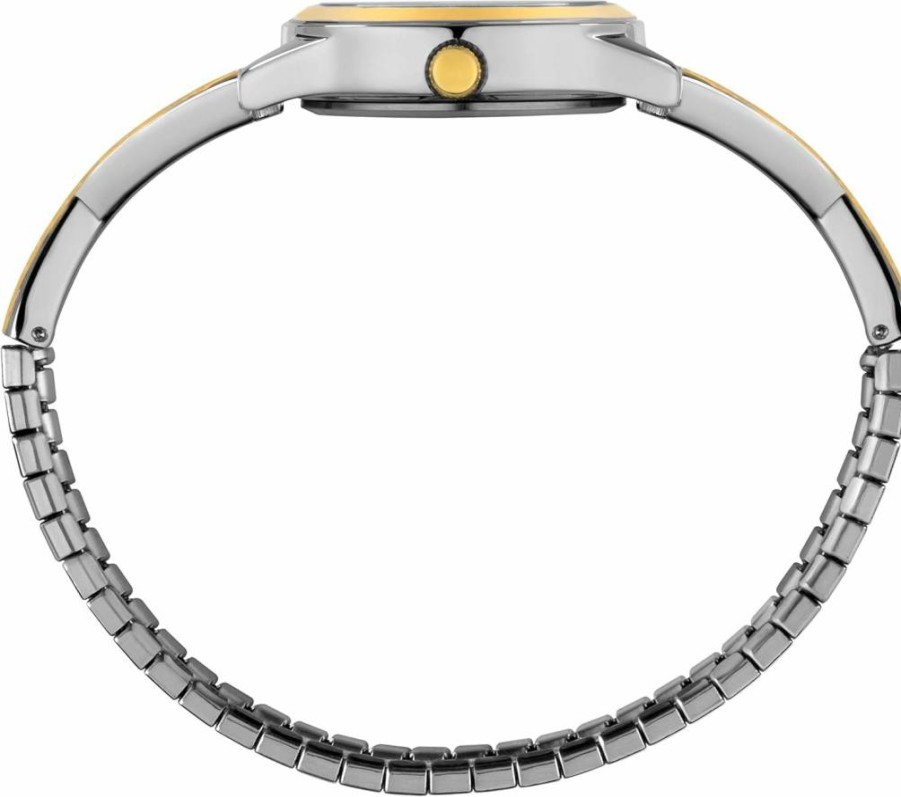 Timex Women's Main Street 25mm Stainless Steel Semi-Bangle Watch with Leather Strap