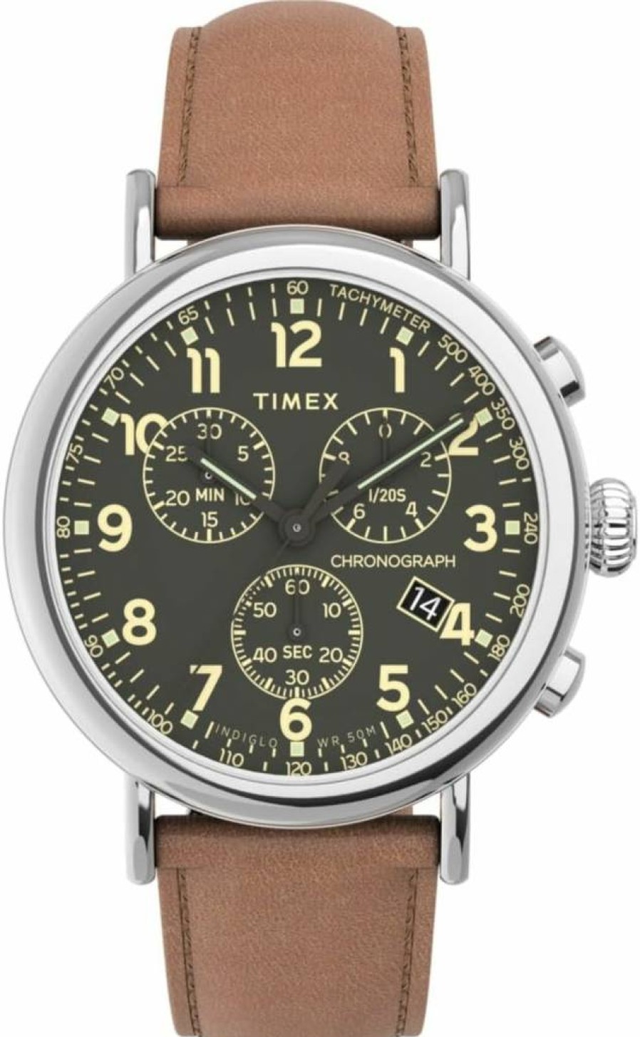 Timex Men's Standard Chronograph 41mm Stainless Steel Watch with Date Window