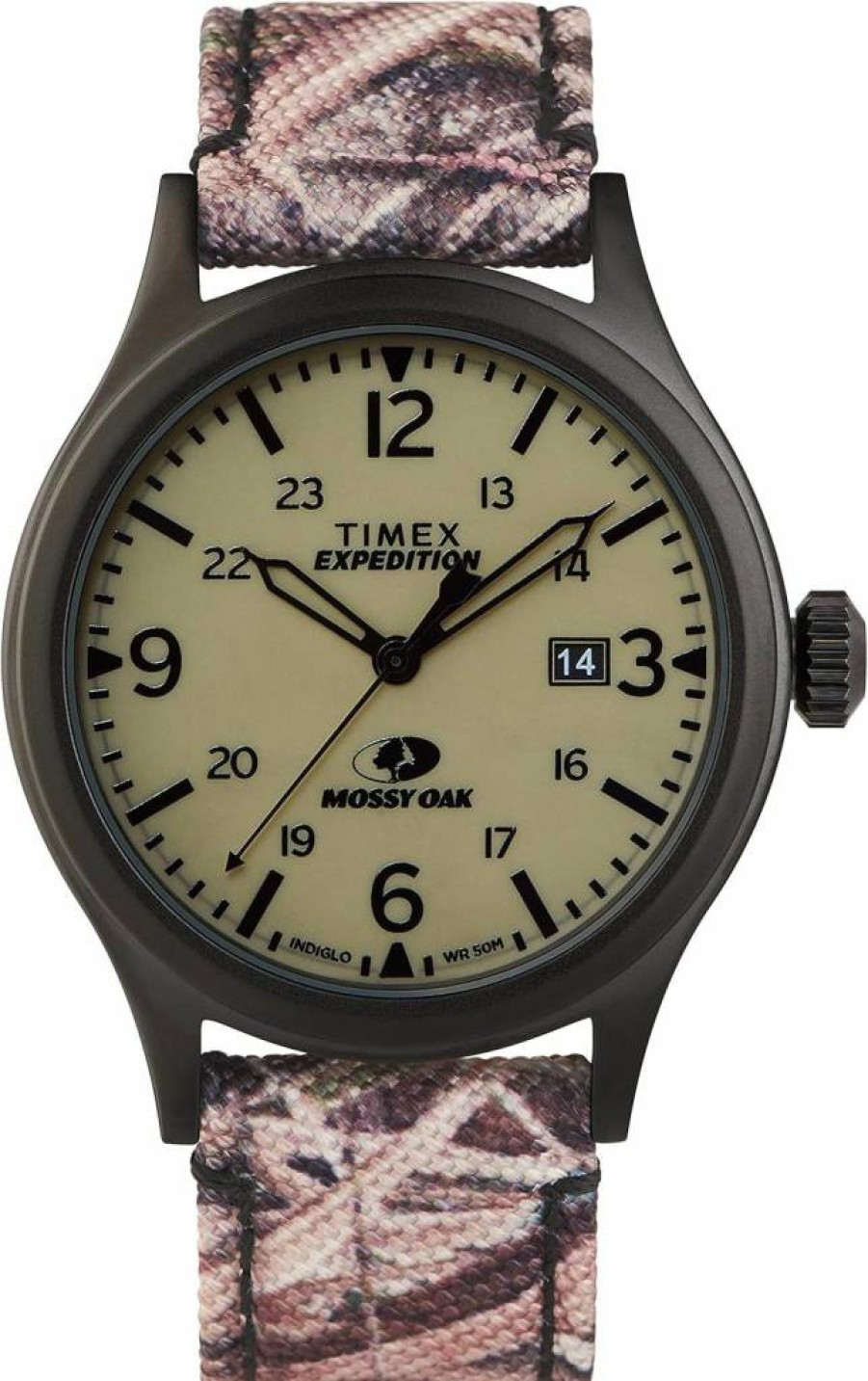 Timex Expedition Scout 40mm Mossy Oak Fabric & Leather Strap Watch TW2T94700