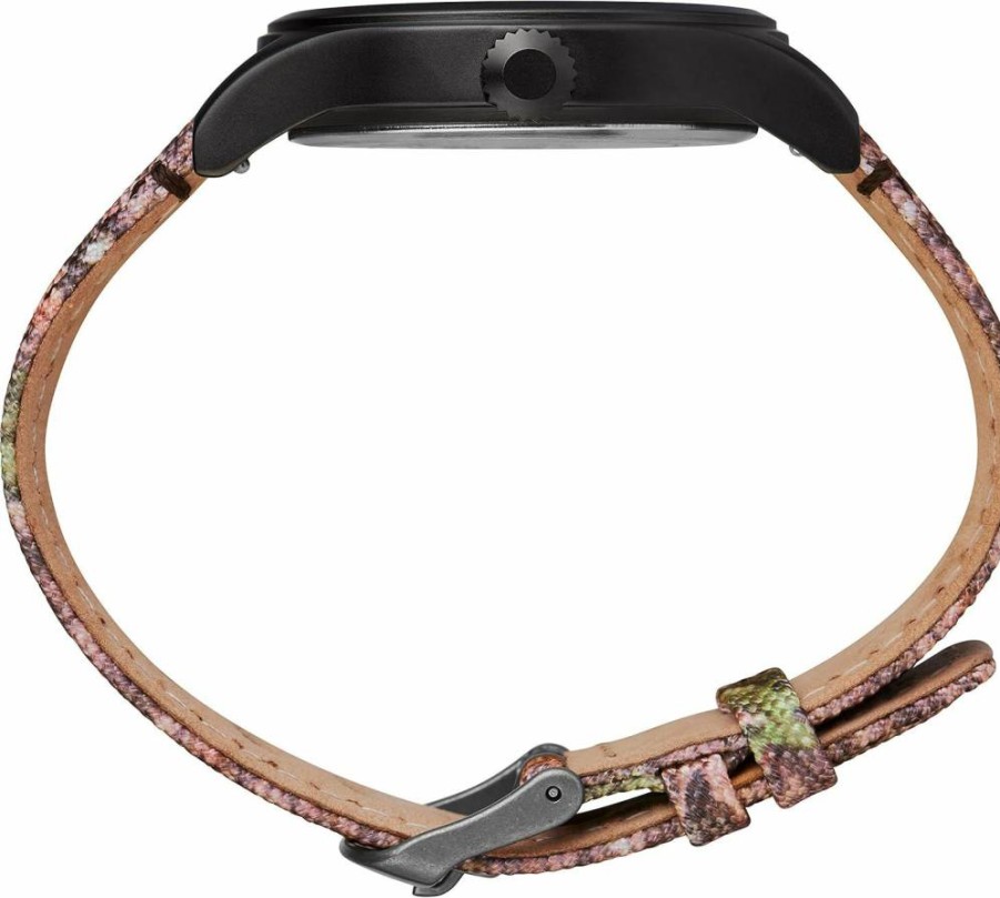 Timex Expedition Scout 40mm Mossy Oak Fabric & Leather Strap Watch TW2T94700