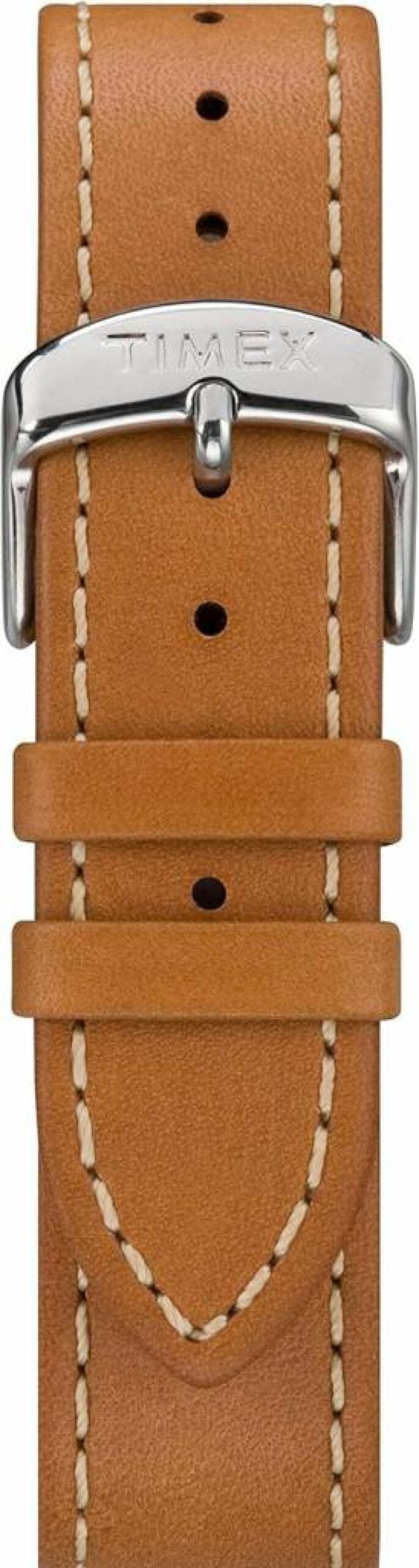 Timex 20mm Dark Brown Genuine Leather Watch Strap with Silver-Tone Buckle for Men and Women