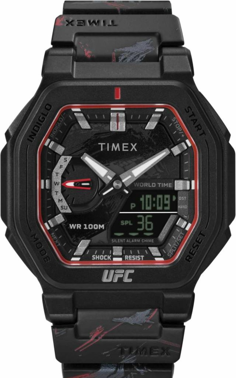 Timex UFC Men's Colossus 45mm Stainless Steel Watch with Leather Strap