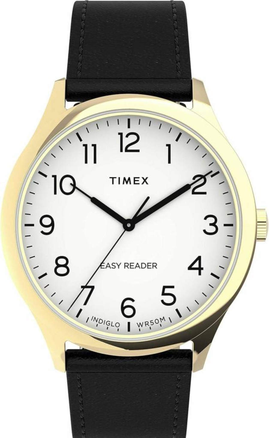 Timex Men's Easy Reader Watch with Indiglo Night Light and Leather Strap