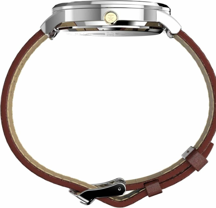 Timex Men's Waterbury Classic Chrono 40mm Stainless Steel Watch with Leather Strap - Quartz Dress Watch for Men