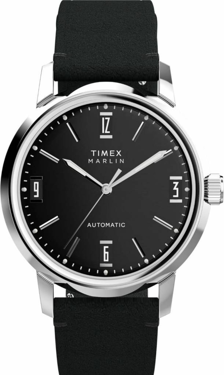 Timex Men's Marlin 40mm Stainless Steel Watch with Leather Strap - Classic Analog Wristwatch