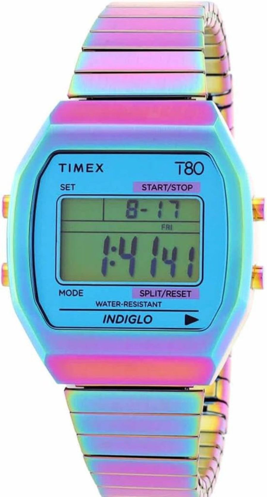 Timex Women's T80 36mm Purple Watch with Expansion Band, Blue Dial, and Purple Case
