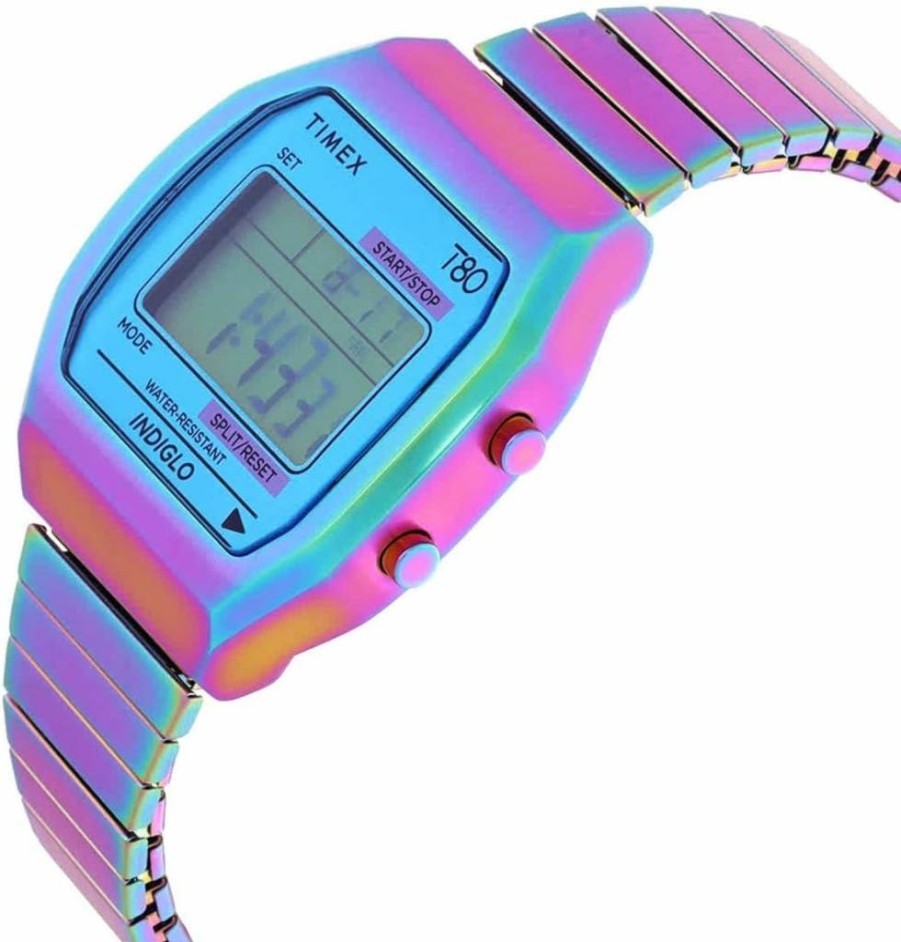 Timex Women's T80 36mm Purple Watch with Expansion Band, Blue Dial, and Purple Case