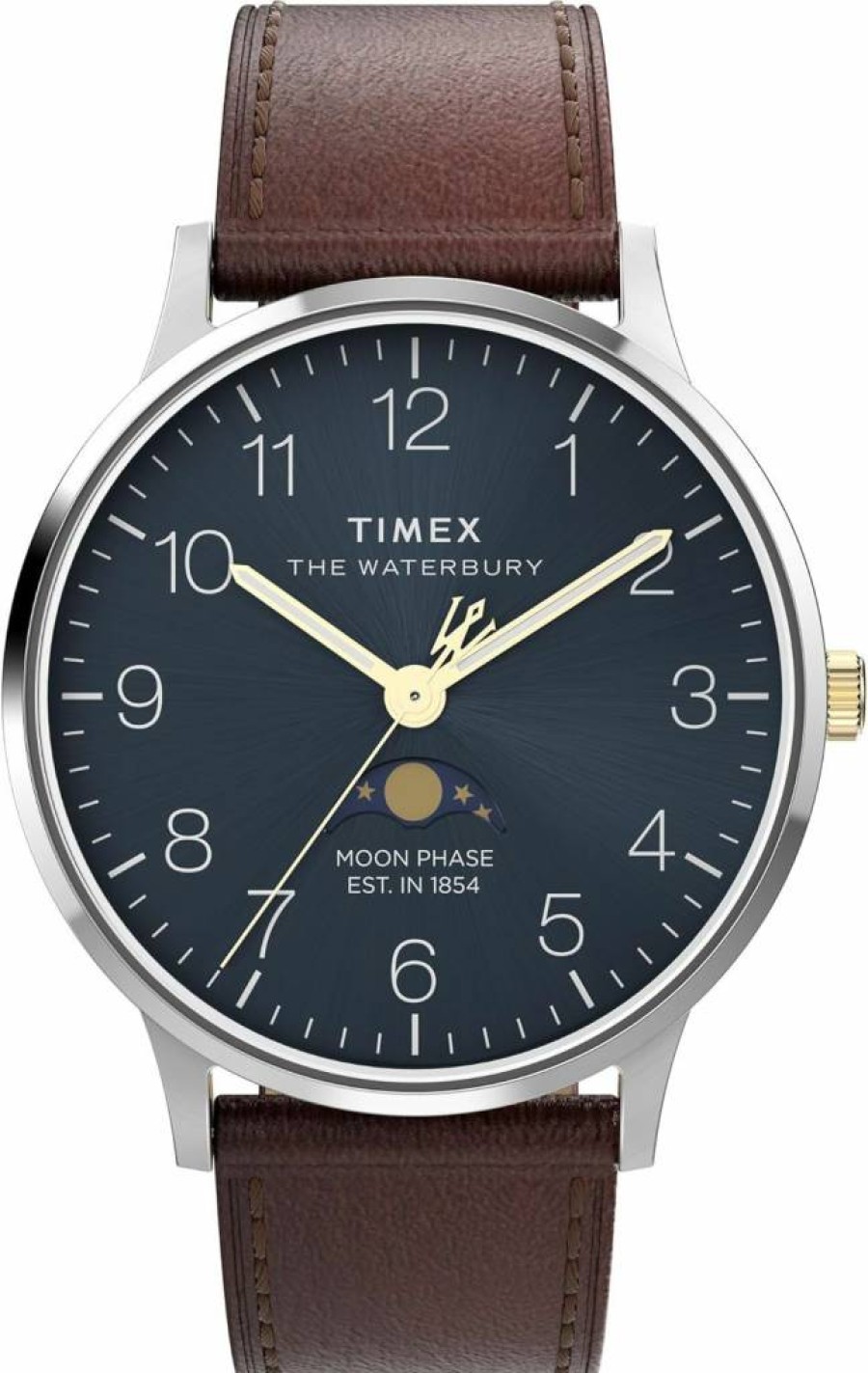 Timex Men's Waterbury Classic Chronograph 40mm Stainless Steel Watch with Leather Strap – Quartz Dress Watch for Men