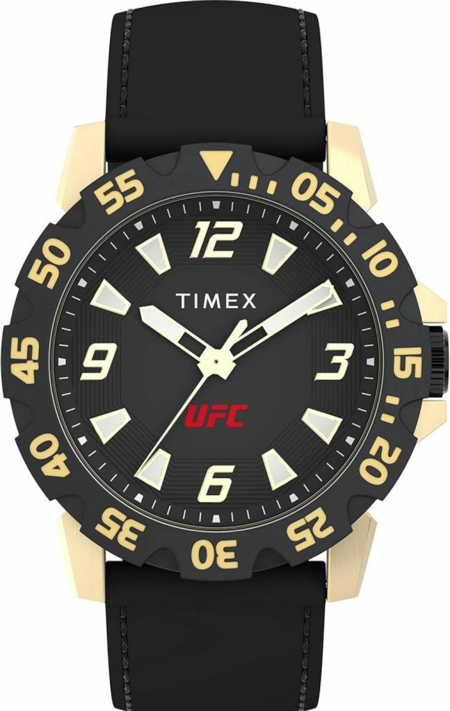 Timex UFC Men's Champ 42mm Gold-Tone Case Black Dial Black Strap Watch