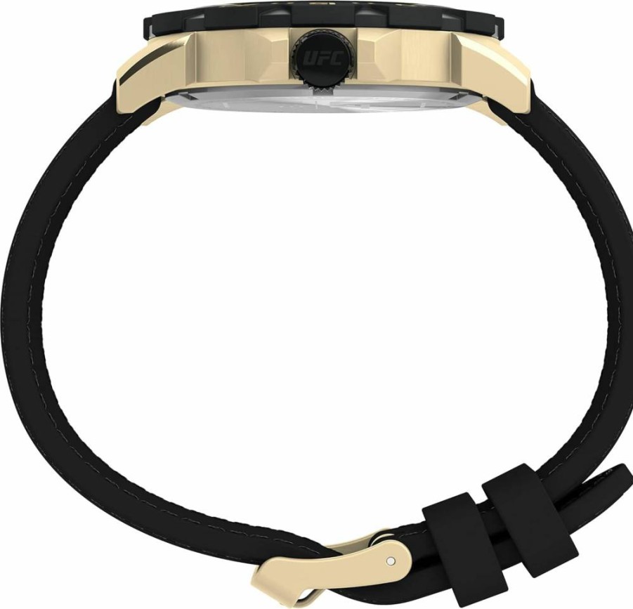 Timex UFC Men's Champ 42mm Gold-Tone Case Black Dial Black Strap Watch