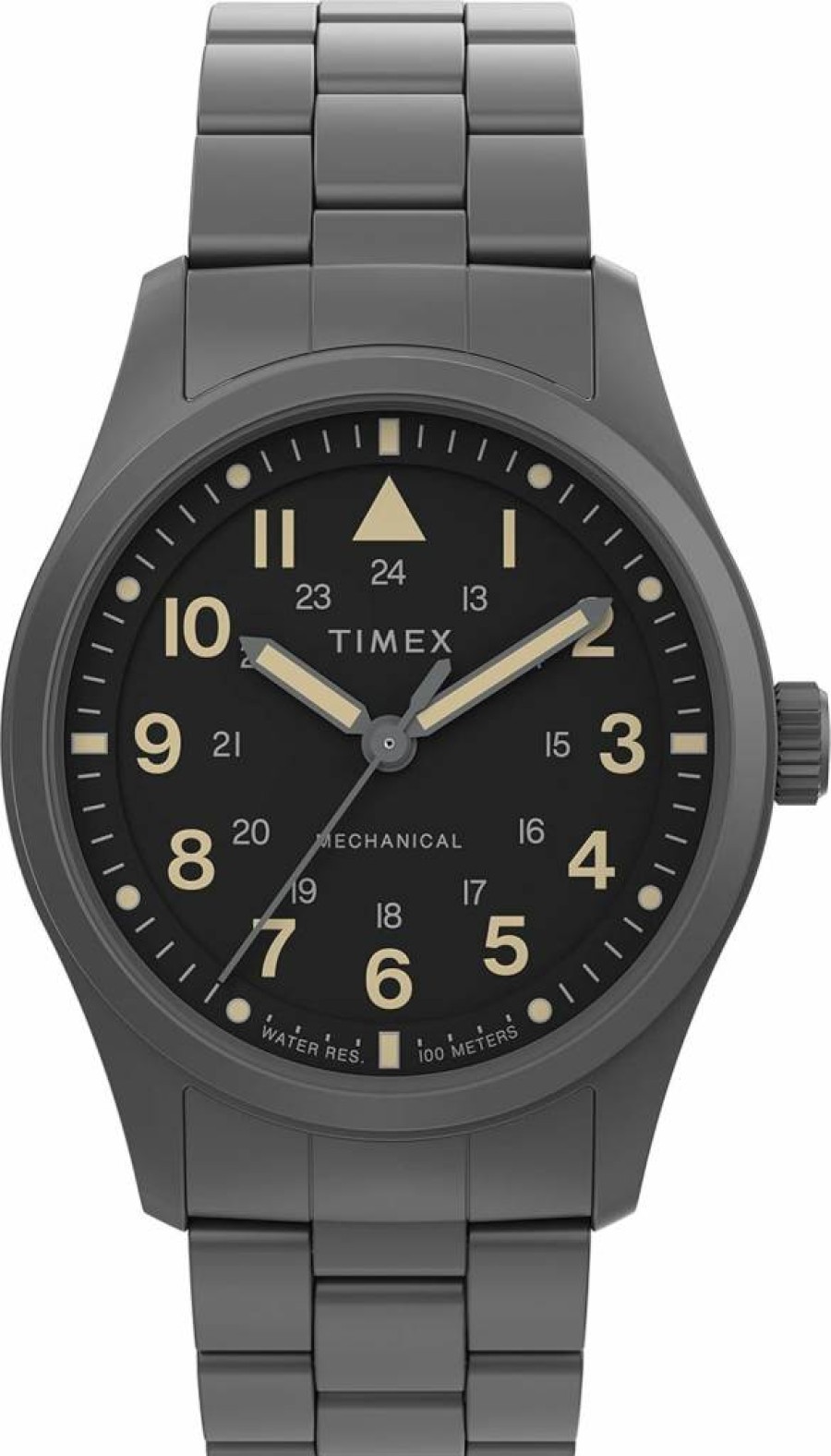 Timex Men's Expedition North Field Post Mechanical 38mm Black Dial Stainless Steel Watch with Black Bracelet