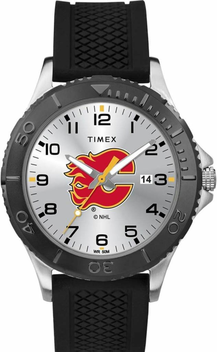 Timex Tribute NHL Men's 42mm Stainless Steel Gaming Watch with Leather Strap