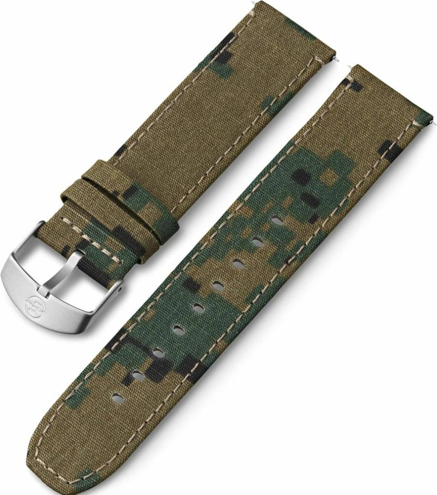 Timex 22mm Green Digital Camo Fabric Strap with Silver-Tone Buckle - Unisex Digital Watch Band