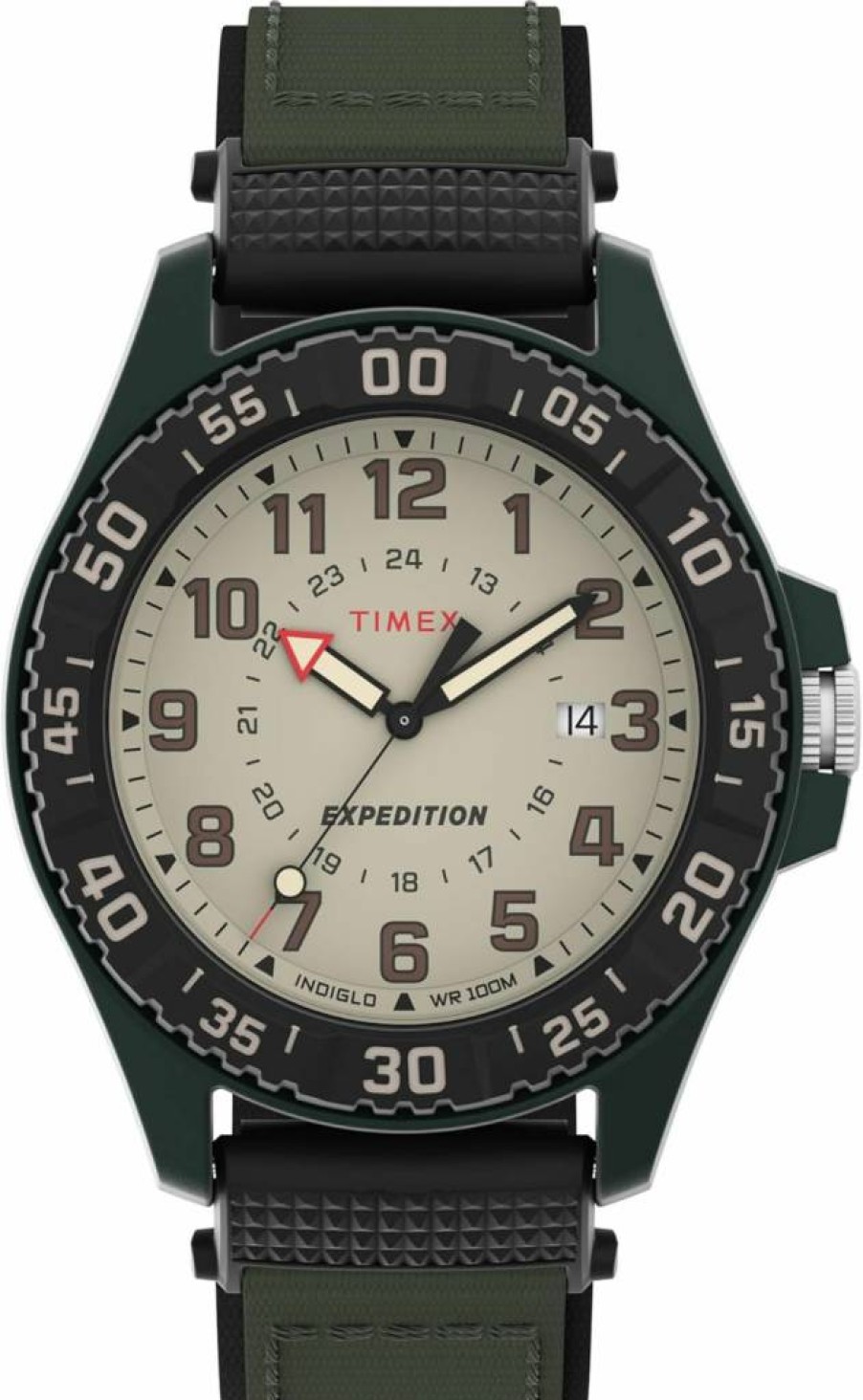 Timex Men's Expedition Acadia 42mm Green Analog Watch with Natural Dial and Green Strap