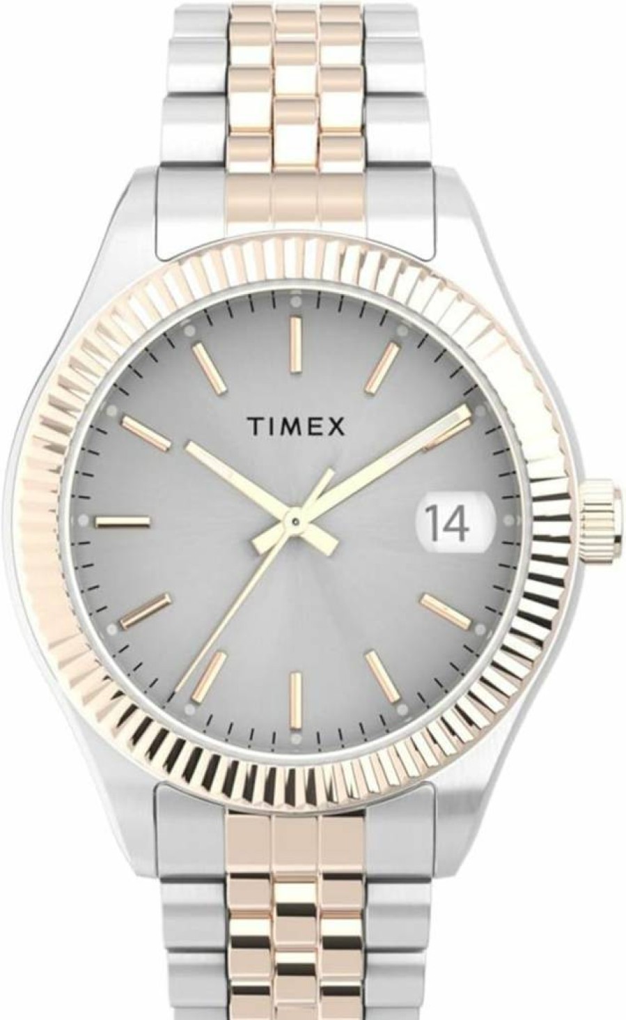 Timex Waterbury 34mm 3-Hand Date Watch – Classic Stainless Steel Casual Timepiece