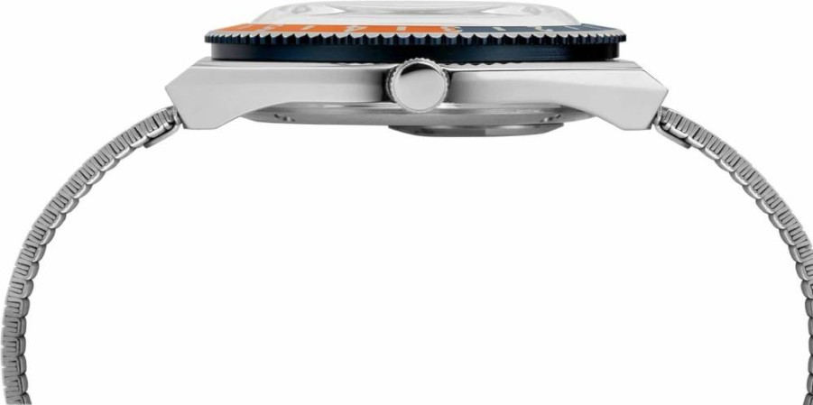 Timex Q Men's 38mm Blue & Orange Stainless Steel Watch with Silver-Tone Case and Bracelet
