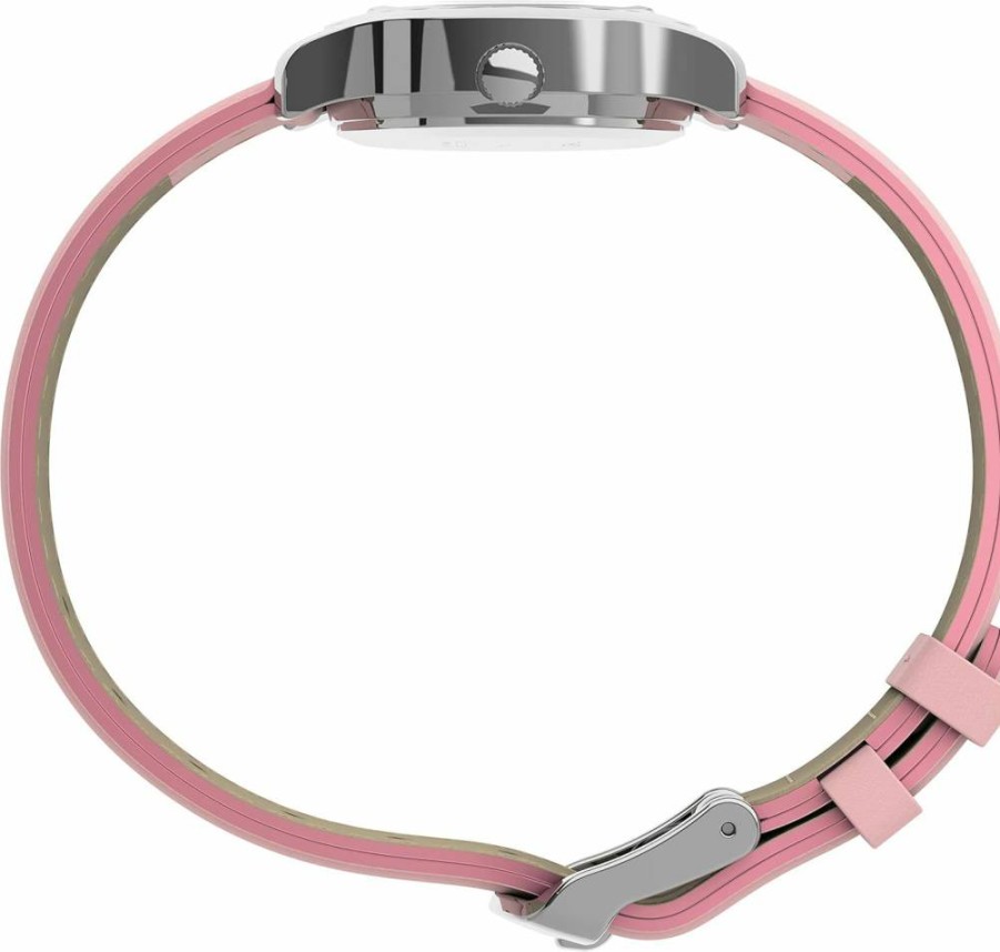 Timex Women's Time Machines 24mm Pink Leather Strap Watch - Quartz Analog Wristwatch