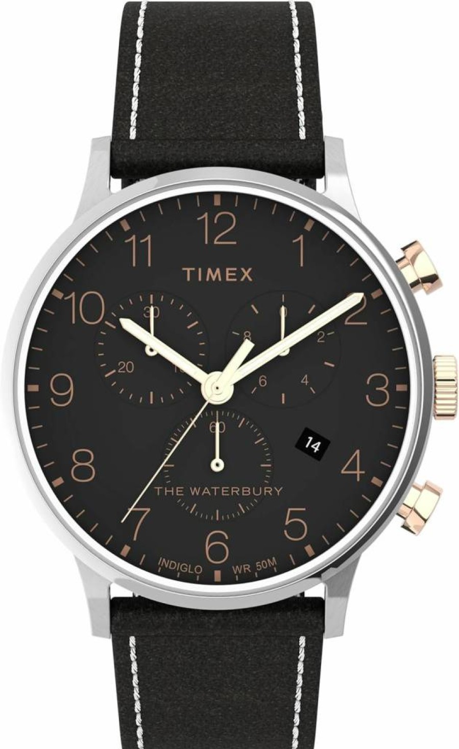 Timex Waterbury Classic Chronograph 40mm Stainless Steel Men's Watch with Leather Strap
