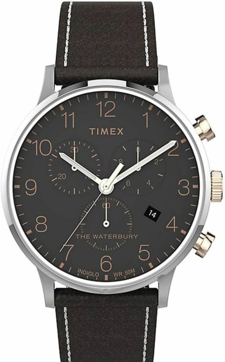 Timex Waterbury Classic Chronograph 40mm Stainless Steel Men's Watch with Leather Strap