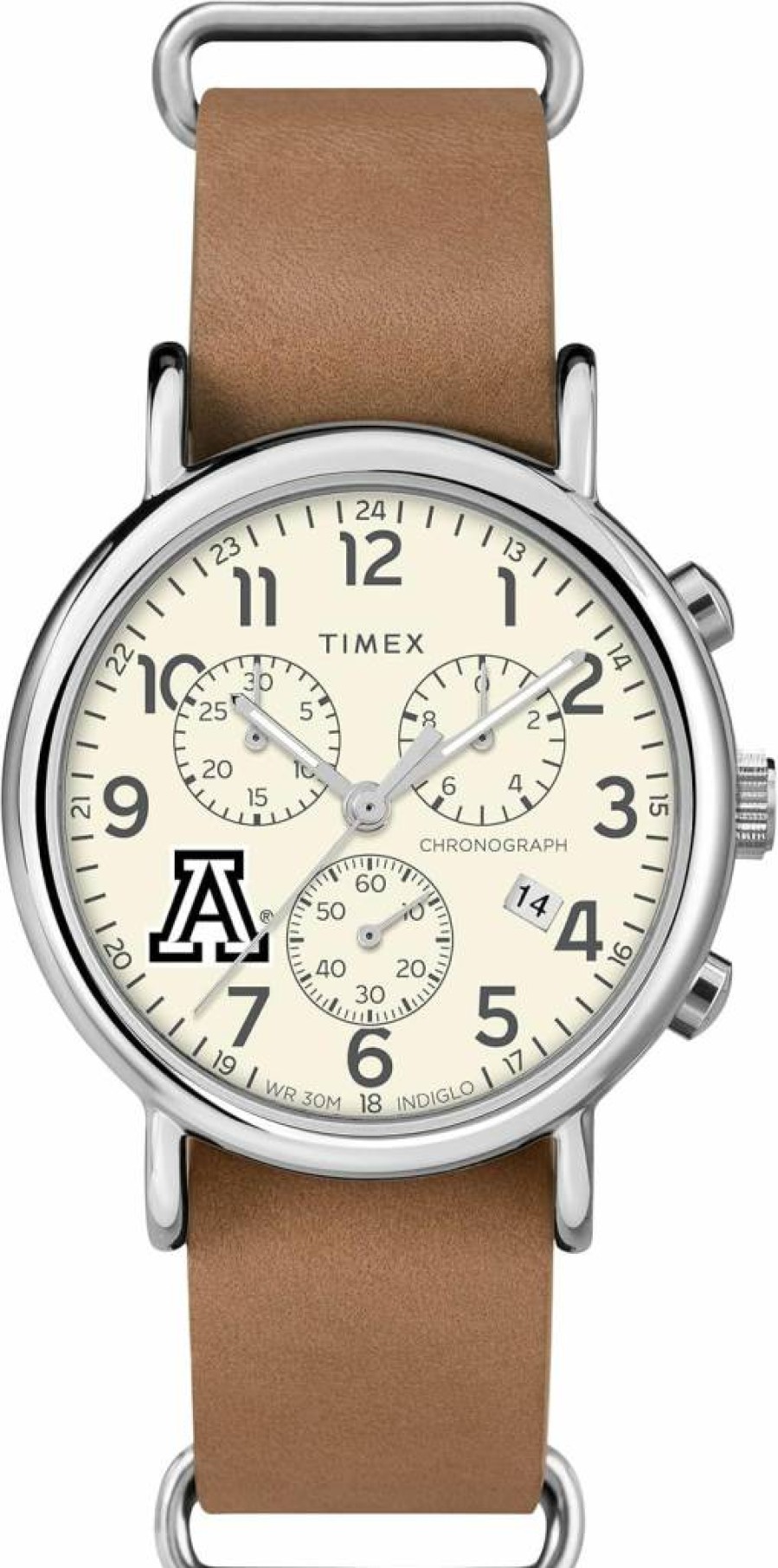 Timex Tribute Men's Collegiate Weekender 40mm Chronograph Quartz Watch with Leather Strap