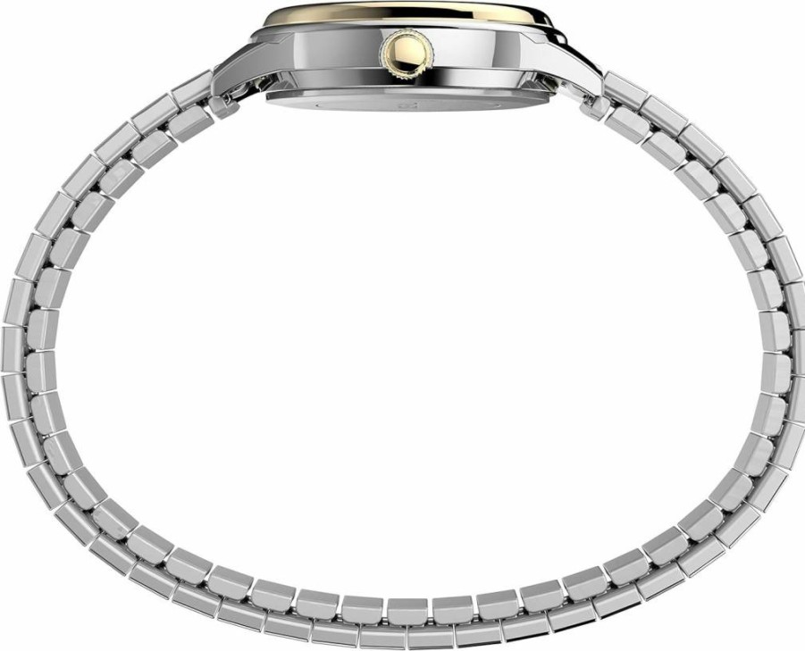 Timex Women's Classic 28mm Leather Expansion Band Watch with Silver-Tone Case