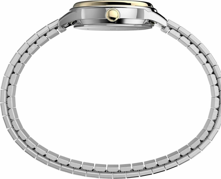 Timex Women's Classic 28mm Leather Expansion Band Watch with Stainless Steel Case