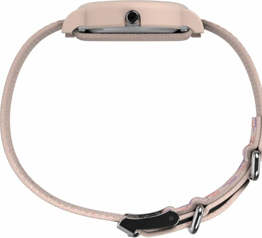 Timex Unisex Peanuts Floral 34mm Pink Strap White Dial Watch - Snoopy Collection