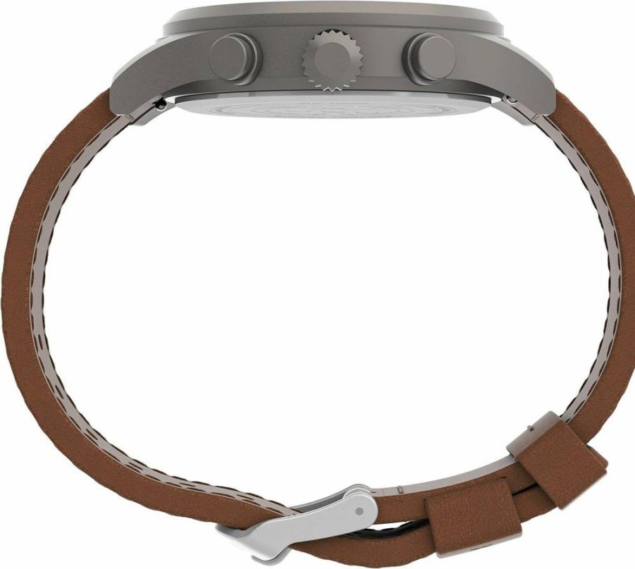Timex Men's Expedition Scout Chrono Brass Case Leather Strap Casual Quartz Watch