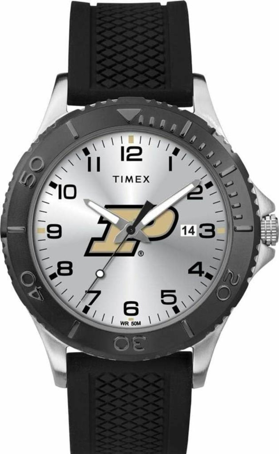 Timex Tribute Men's 42mm Purdue Boilermakers Black Silicone Strap Watch