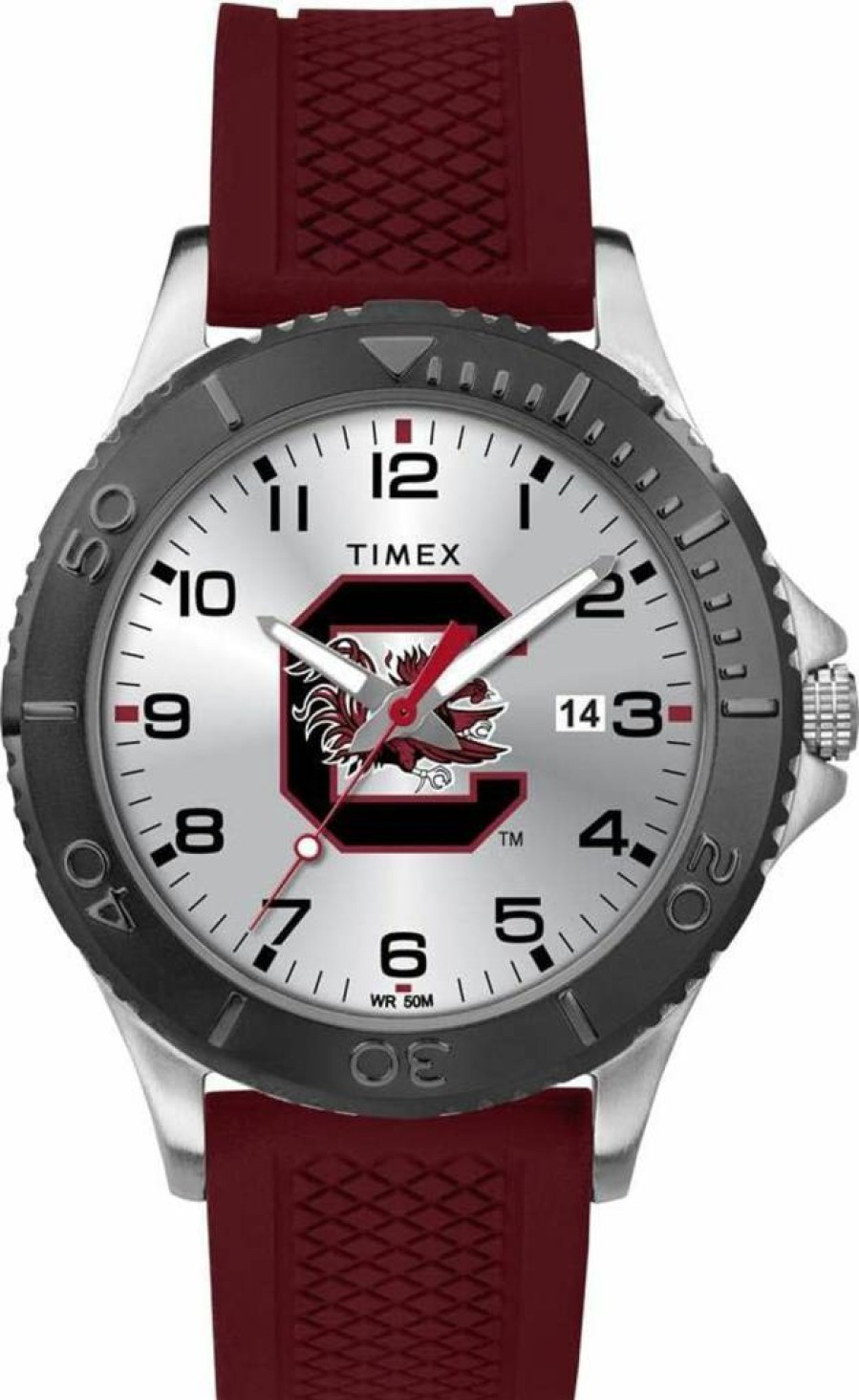 Timex Tribute Men's 42mm Collegiate Watch - South Carolina Gamecocks Edition with Crimson Silicone Strap