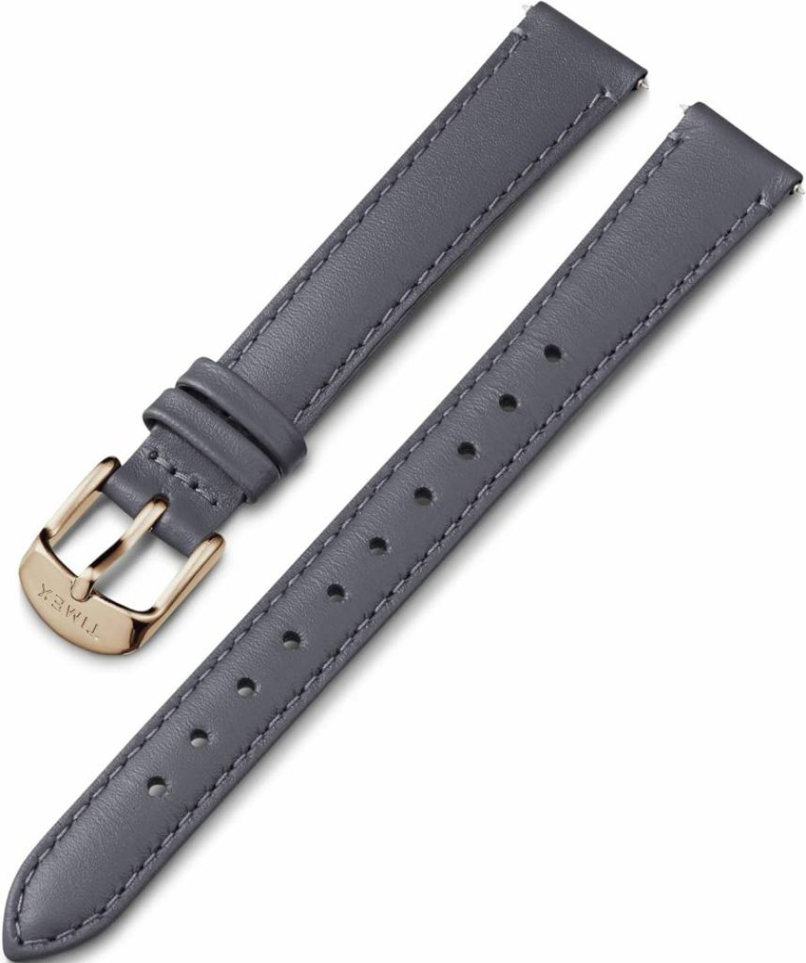 Timex Rose Gold-Tone Buckle Genuine Leather Strap 14mm Gray Watch Band