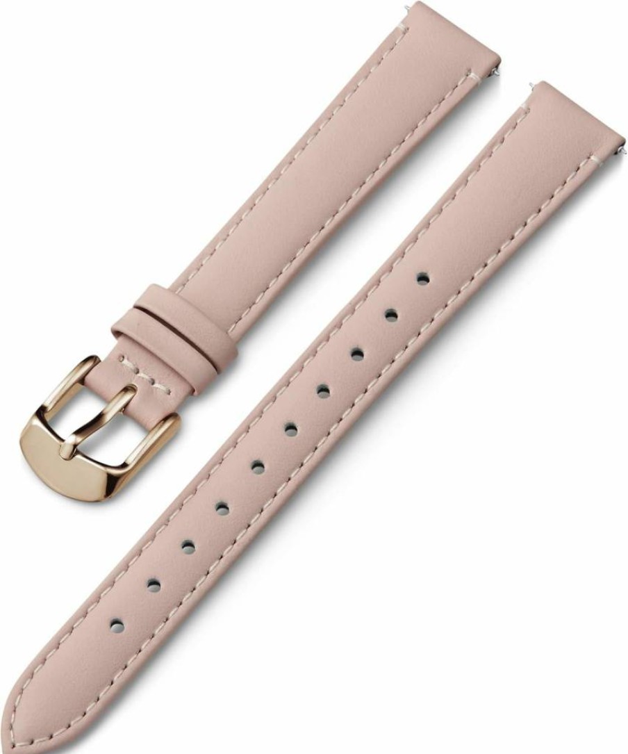 Timex Rose Gold-Tone Buckle Genuine Leather Strap 14mm Gray Watch Band