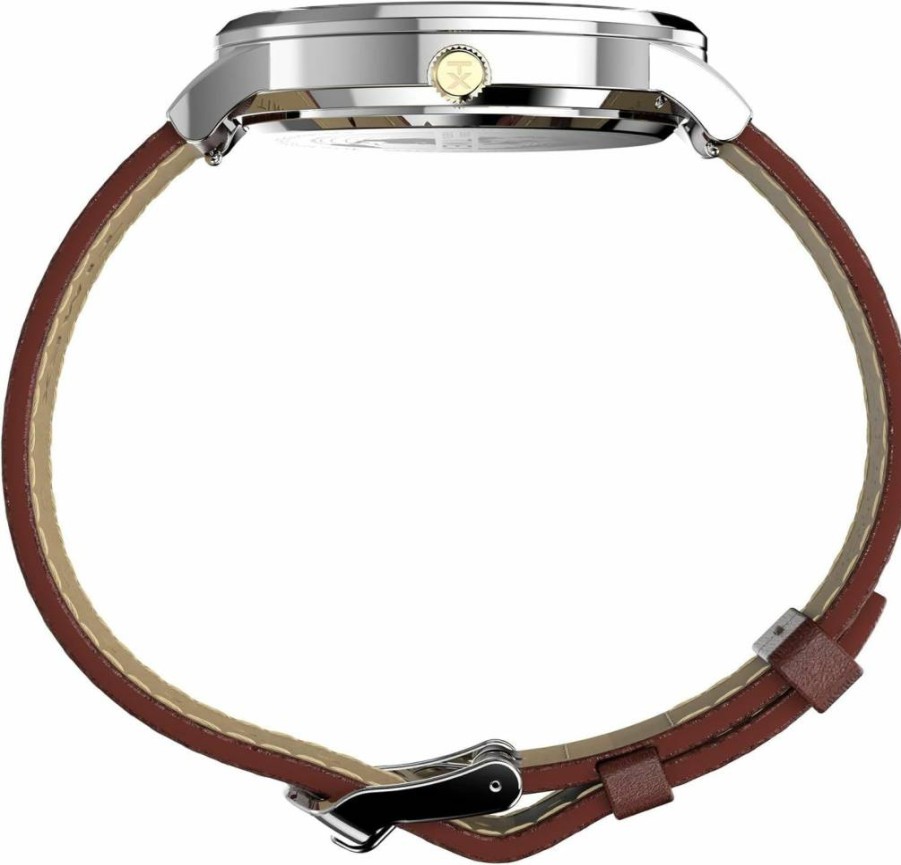 Timex Men's Waterbury Classic Chrono 40mm Stainless Steel Watch with Leather Strap - Quartz Dress Watch for Men