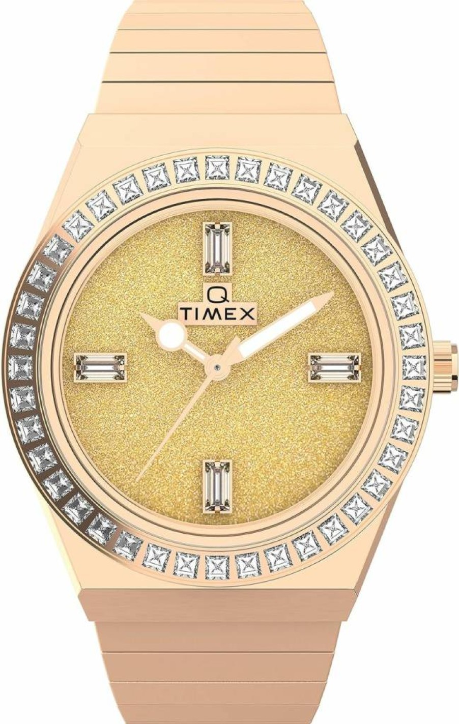 Timex Women's Q 36mm Analog Quartz Watch with Stainless Steel Case and Leather Strap