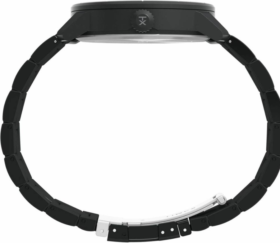 Timex Men's Mod 44mm Black Stainless Steel Watch with Black Dial and Bracelet