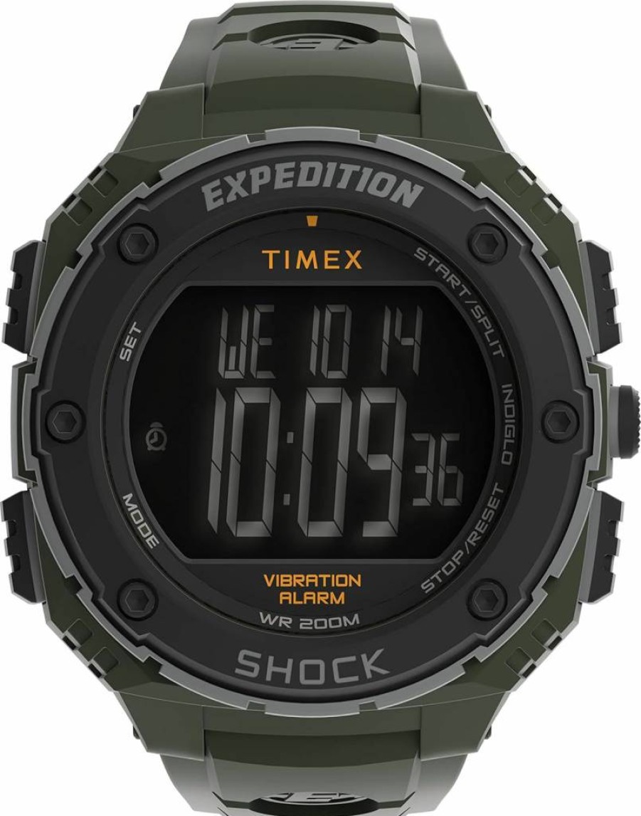 Timex Men's Expedition Shock XL 50mm Vibrating Alarm Watch - Durable Outdoor Sports Watch with Shock Resistance