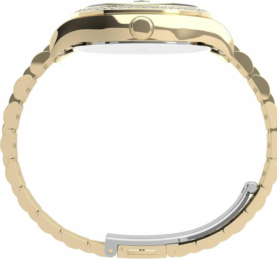 Timex Women's Waterbury Legacy 34mm Gold-Tone Stainless Steel Watch with Crystal Accents