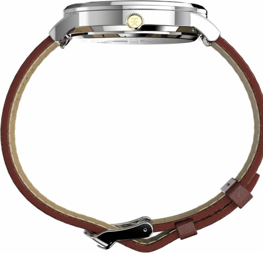 Timex Men's Waterbury Classic Chrono 40mm Stainless Steel Watch with Leather Strap - Quartz Dress Watch for Men