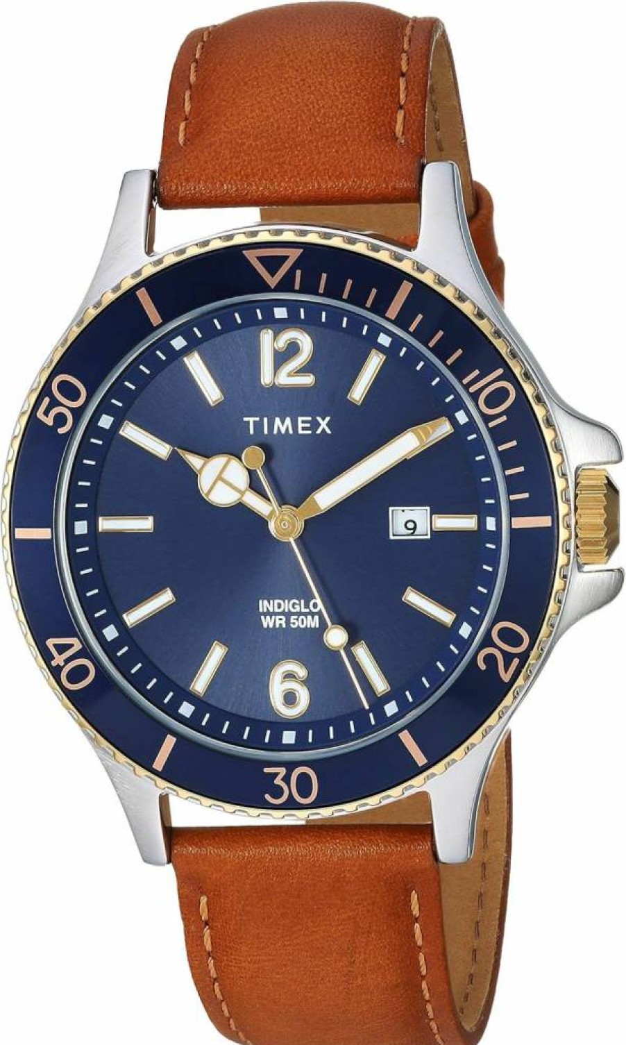 Timex Men's Harborside 42mm Stainless Steel Casual Watch with Indiglo Night Light